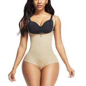 Colombian Fajas Zip & Hooks Body Shaper Firm Compression Slimming Panty Bodysuit